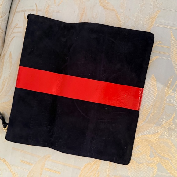 Clare V. Navy and Red stripe fold over clutch - Picture 4 of 5